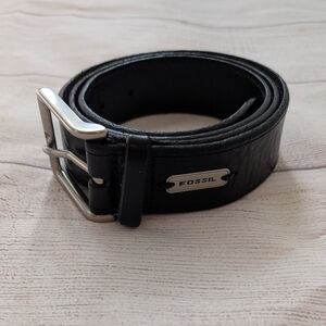 Men's Fossil Black Leather Belt Size 38